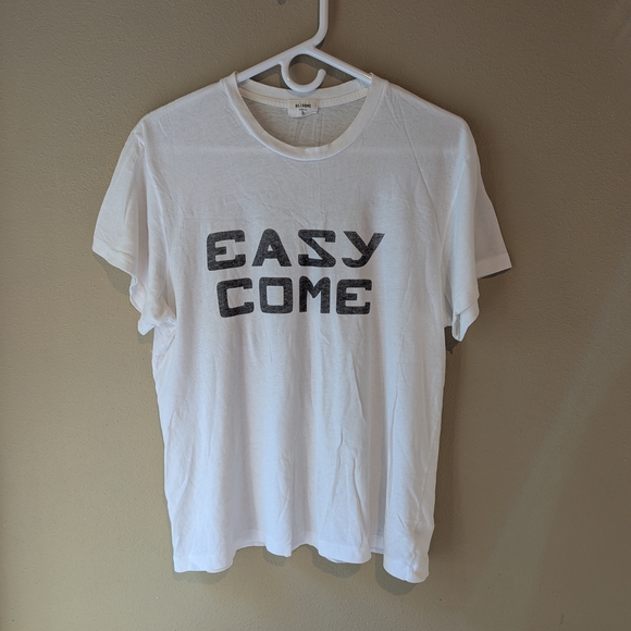 Re/Done White Graphic Tee - Easy Come Easy Go - Picture 1 of 16